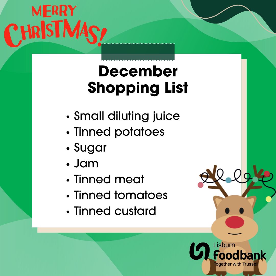 List of items needed for the foodbank