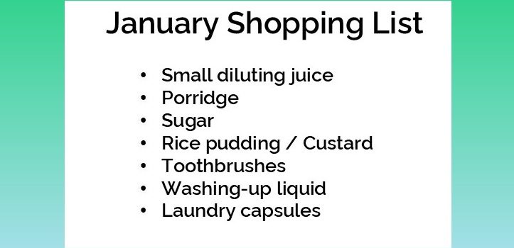 List of items needed for the foodbank