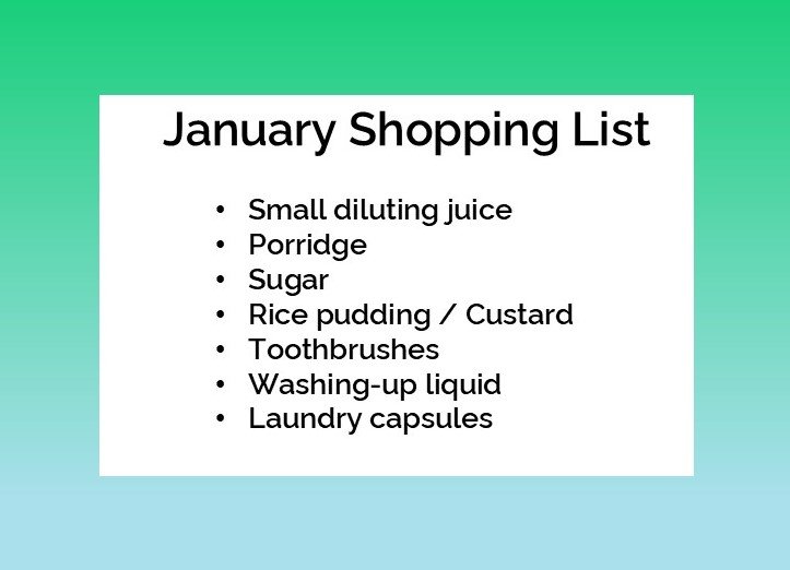 List of items needed for the foodbank
