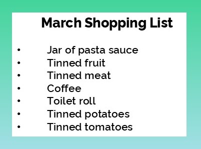 List of items needed for the Foodbank