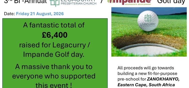 Legacurry Golf Day photo showing total raised at the Golf Day